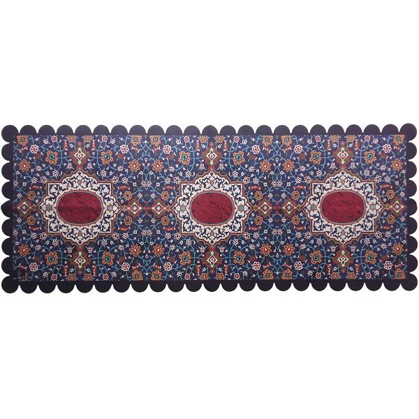 رومیزی مستطیل مخمل کوبیده طرح کاشی کد MAKHMOS2