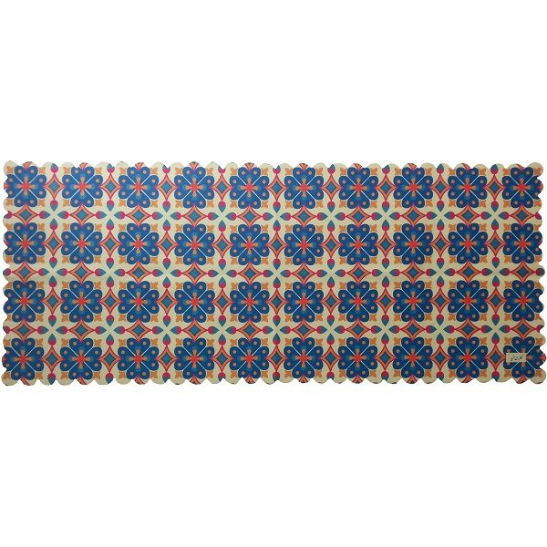 رومیزی مستطیل مخمل کوبیده طرح کاشی کد MAKHMOS18