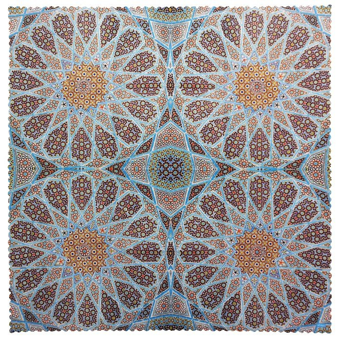 رومیزی مربع مخمل کوبیده طرح کاشی کد MAKHMOR9