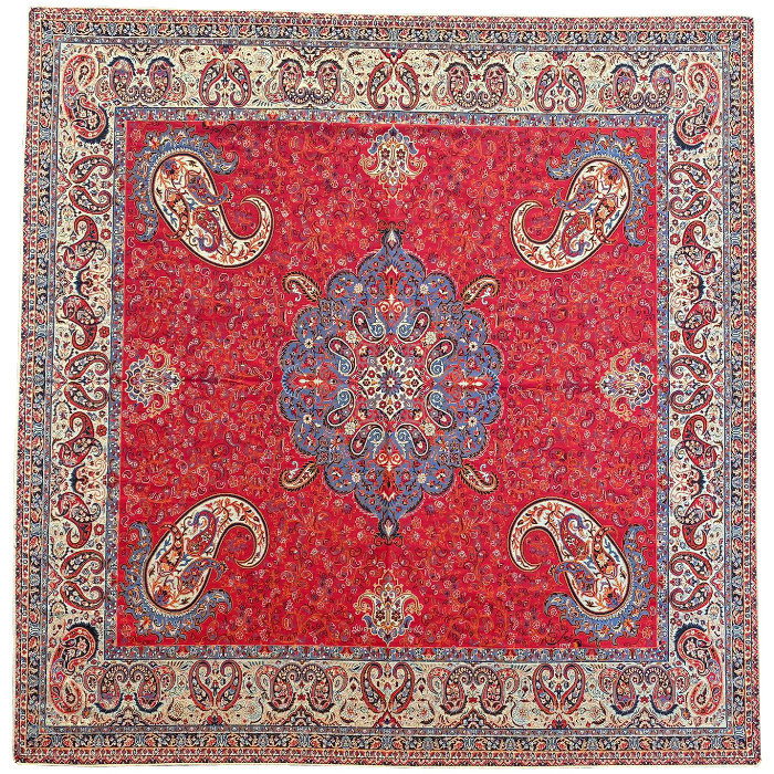 رومیزی مربع ترمه ابریشم کد TRM182