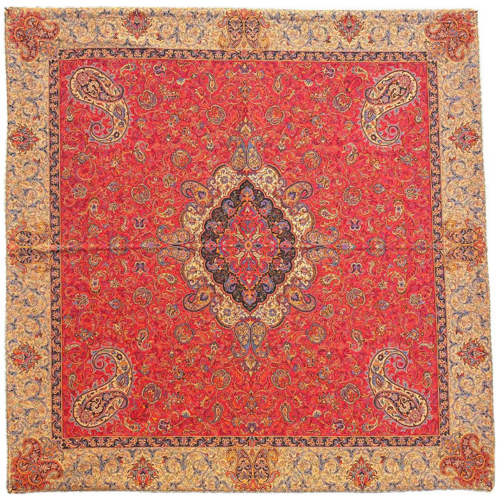 رومیزی مربع ترمه ابریشم کد TRM188