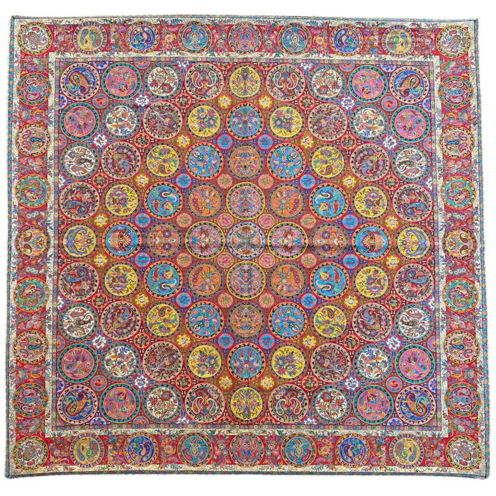 رومیزی مربع ترمه ابریشم کد TRM175