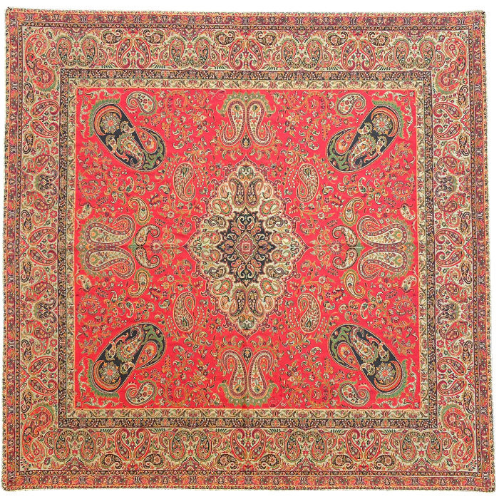 رومیزی مربع ترمه ابریشم کد TRM186