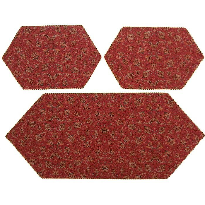 ست 3 تکه رومیزی ترمه ابریشم کد TRSETE57