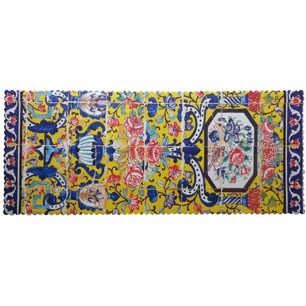 رومیزی مستطیل مخمل کوبیده طرح کاشی کد MAKHMOS16
