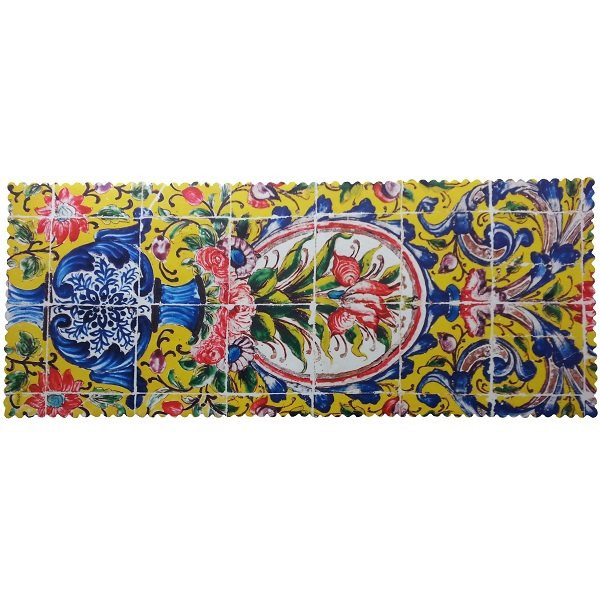 رومیزی مستطیل مخمل کوبیده طرح کاشی کد MAKHMOS17