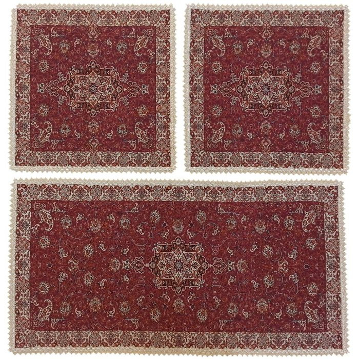 ست سه تکه رومیزی ترمه ابریشم کد TRSETE17
