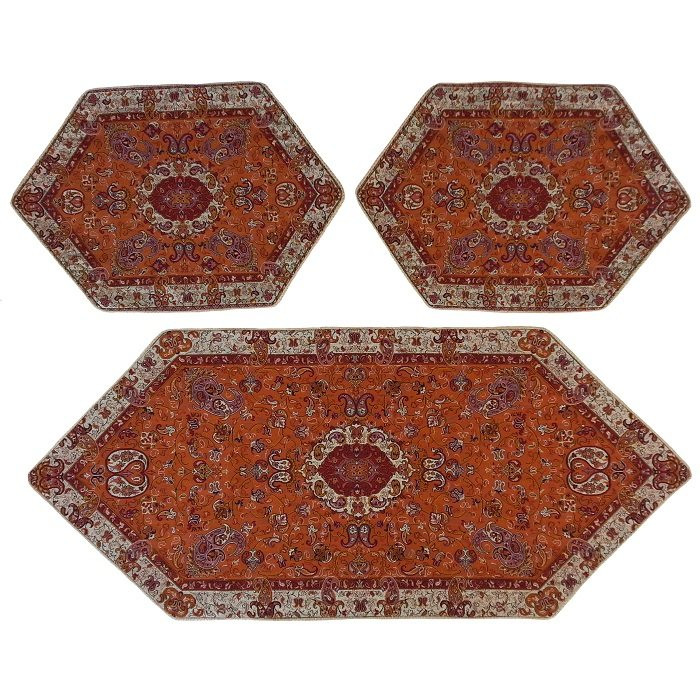 ست 3 تکه رومیزی ترمه ابریشم کد TRSETE40