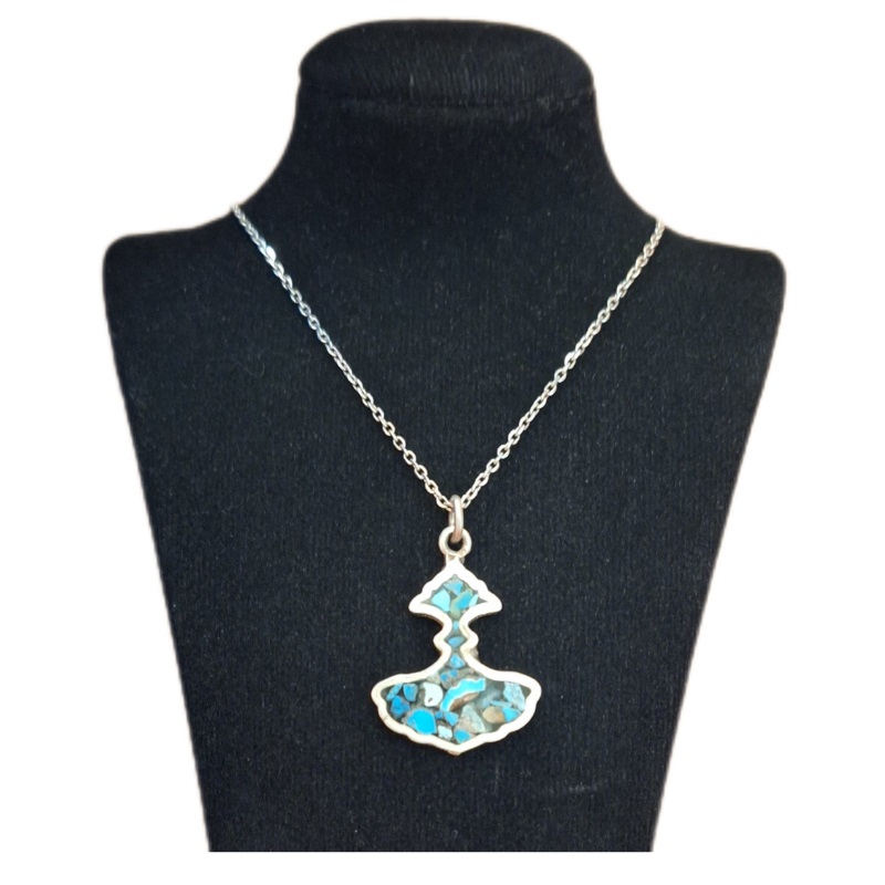 گردنبند نقره زنانه فیروزه کوب کد ZIF۸۰ عیار نقره 925 تراشه سنگ فیروزه نیشابور طول زنجیر نقره 55 سانتیمتر وزن زنجیر نقره  2.40 گرم