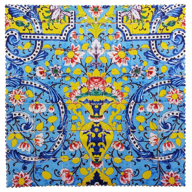 رومیزی مربع مخمل کوبیده طرح کاشی کد MAKHMOR8