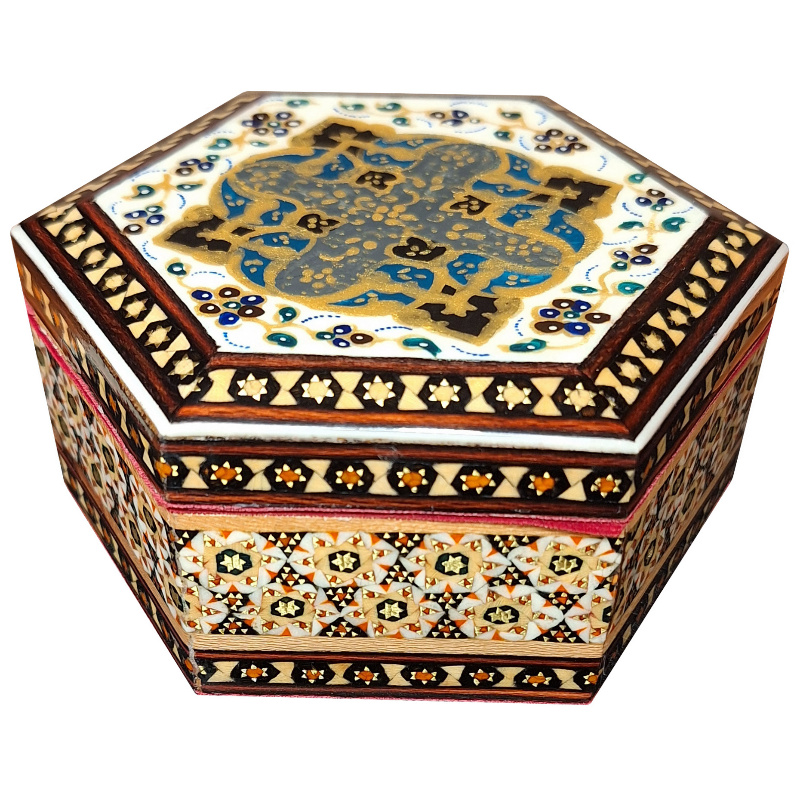 جعبه جواهرات خاتم کاری طرح تذهیب کد KHATJA3