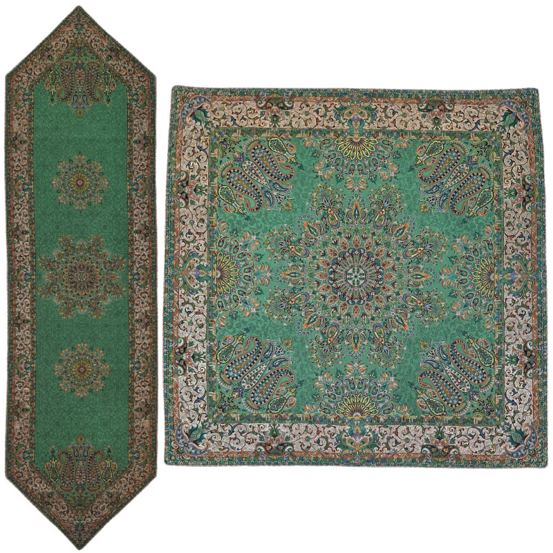 ست ۲ تکه رومیزی ترمه نفیس ابریشم کد T267RA104