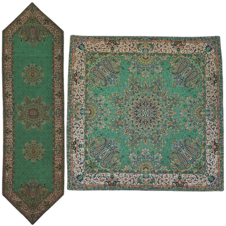 ست ۲ تکه رومیزی ترمه نفیس ابریشم کد T267RA104