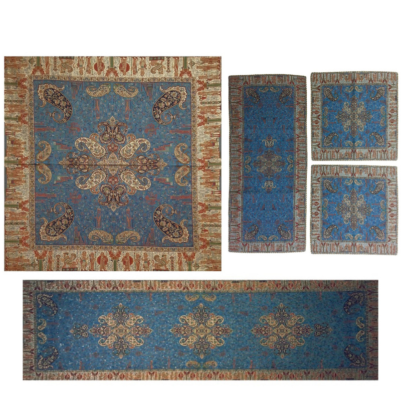 ست ۵ تکه رومیزی ترمه نفیس ابریشم کد T30RA44SET19