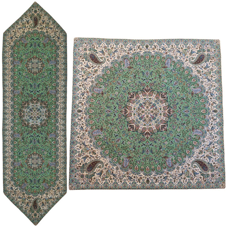 ست ۲ تکه رومیزی ترمه نفیس ابریشم کد T215RA111
