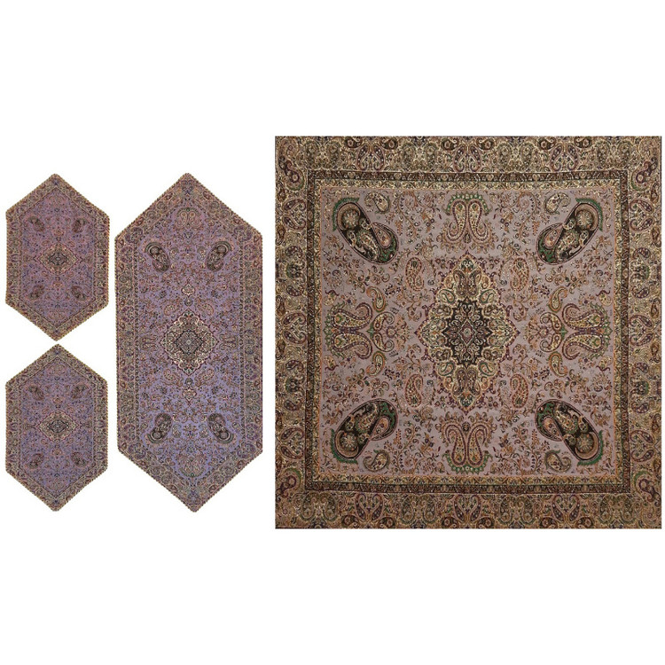 ست ۴ تکه رومیزی ترمه نفیس ابریشم کد T۲۳SET28