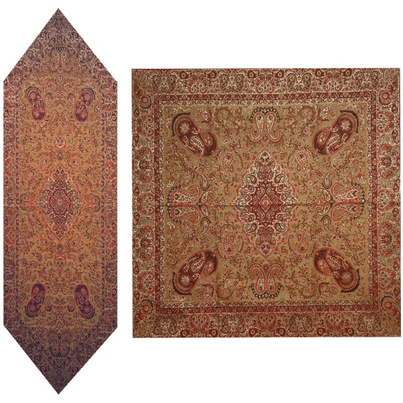 ست ۲ تکه رومیزی ترمه نفیس ابریشم کد T26RA49