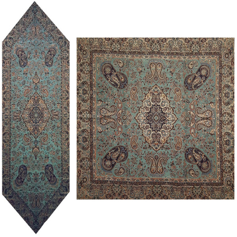 ست ۲ تکه رومیزی ترمه نفیس ابریشم کد T56RA51