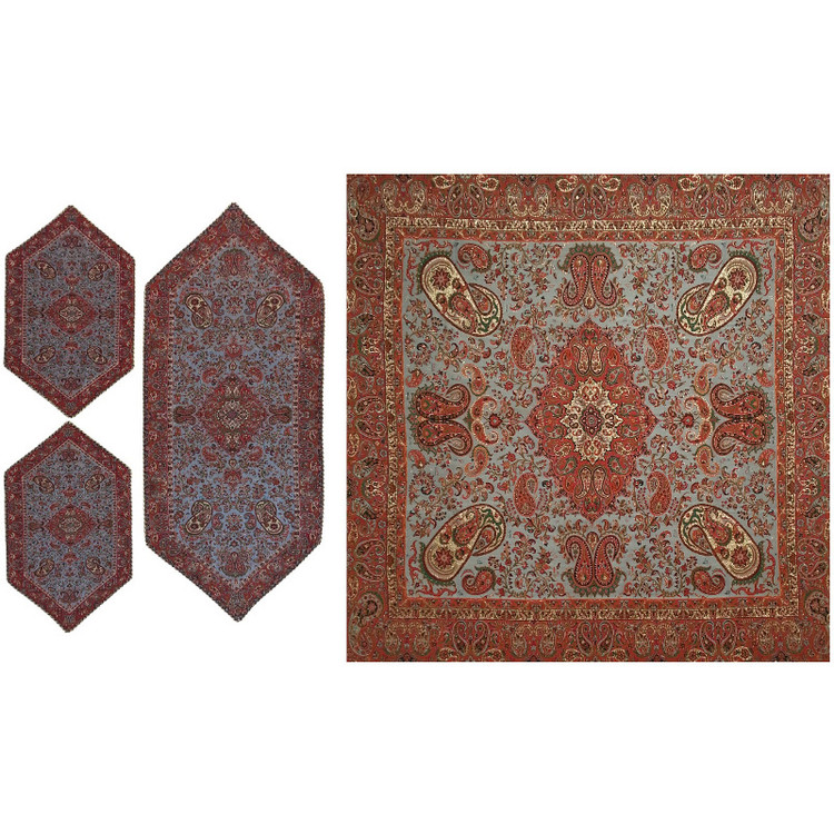 ست ۴ تکه رومیزی ترمه نفیس ابریشم کد T۵۷SET25