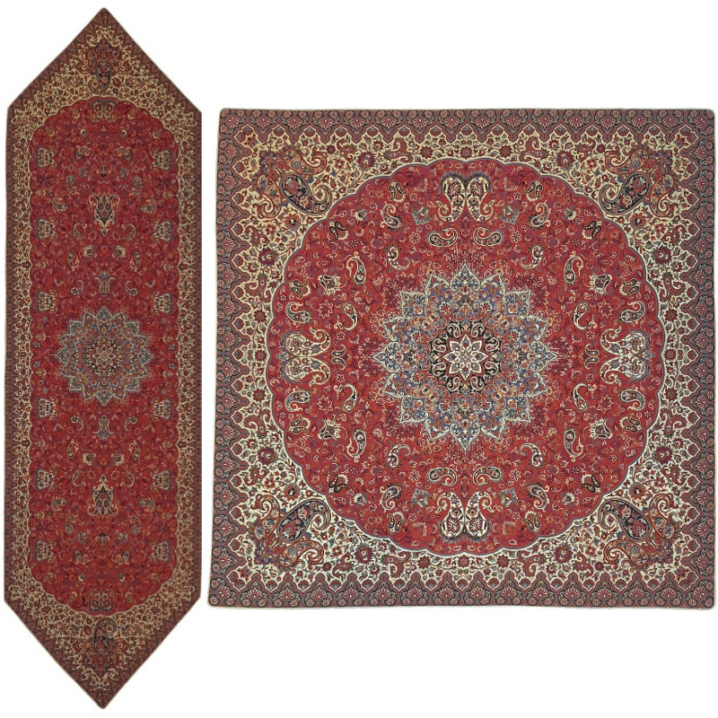 ست ۲ تکه رومیزی ترمه نفیس ابریشم کد T257RA105