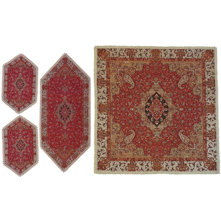 ست ۴ تکه رومیزی ترمه نفیس ابریشم کد T223SET10