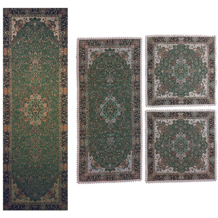 ست ۴ تکه رومیزی ترمه نفیس ابریشم کد RA65SET7
