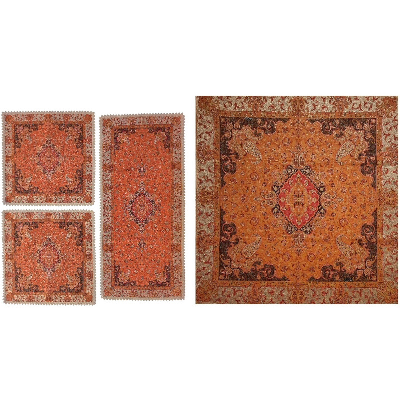 ست ۴ تکه رومیزی ترمه نفیس ابریشم کد T17SET5