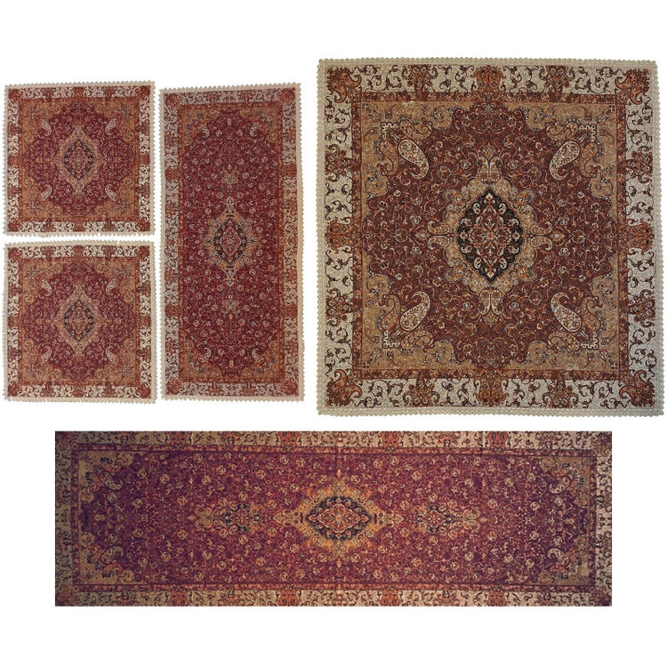 ست ۵ تکه رومیزی ترمه نفیس ابریشم کد T221RA68SET2