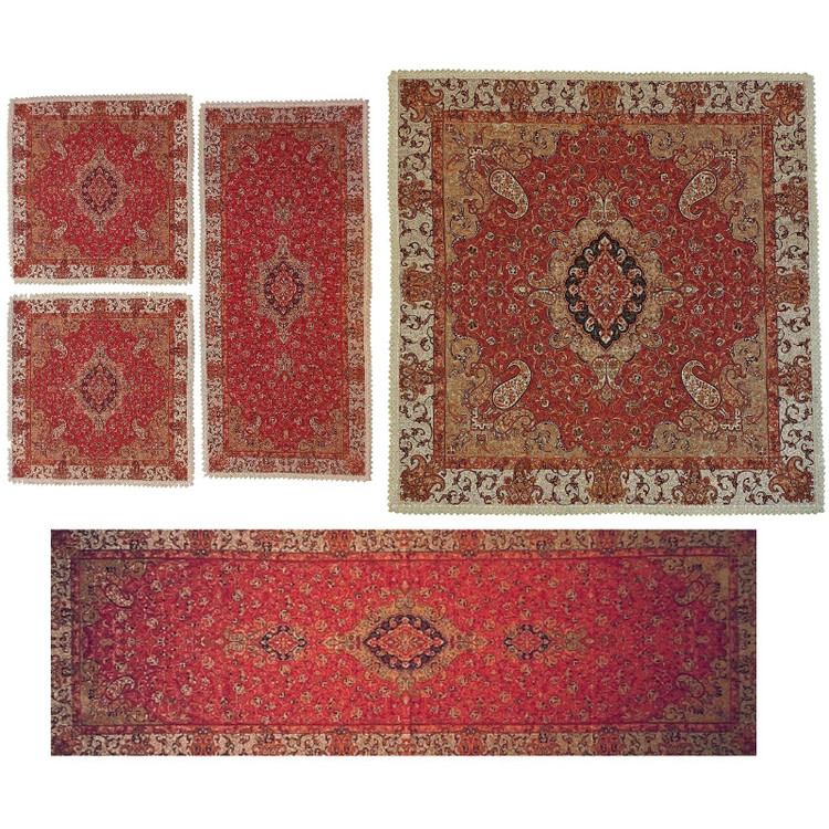 ست ۵ تکه رومیزی ترمه نفیس ابریشم کد T223RA62SET4